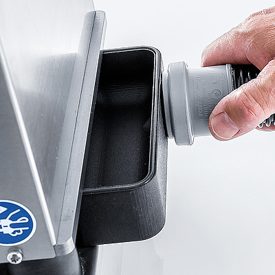 Schmutzschublade mit Absaugstutzen Schmutzschublade mit Absaugstutzen